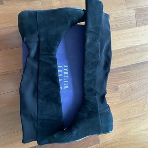 Stuart Weitzman over-the-knee Lander Boots in Black Suede